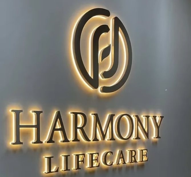 Custom halo-lit brass sign